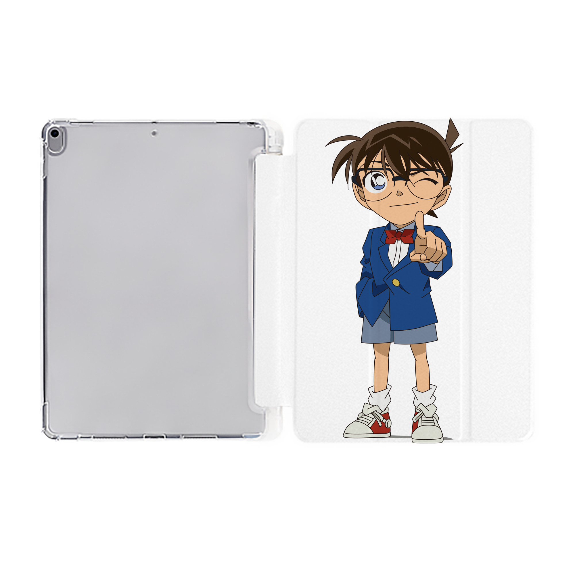 （画像用） 名探偵コナン 江戸川 コナン Detective Conan Conan Edogawa IPad ケース ペン収納付き 三つ折りスタンド PUレザー×シリコン 対応機種9.5/10.5/10.9インチ